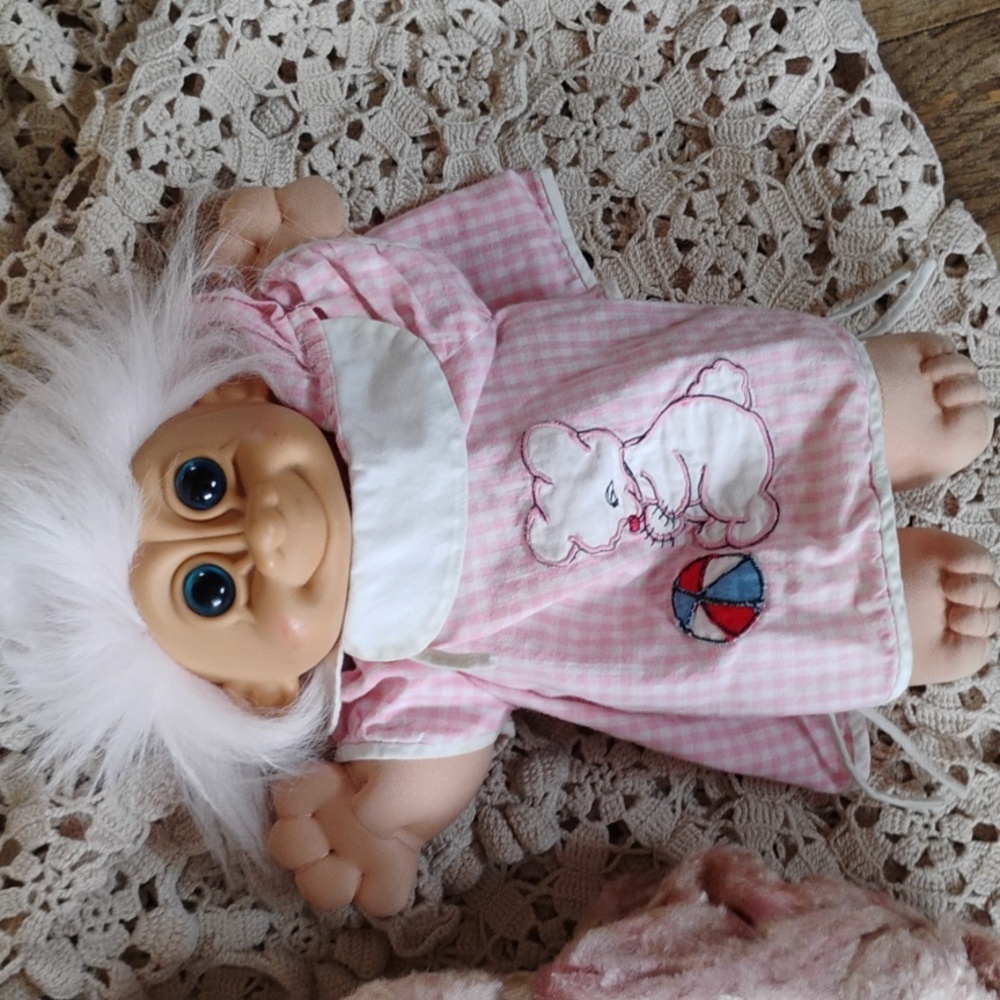 Troll Russ TROLL Light Pink Hair Vintage Baby Dress/OUTFIT